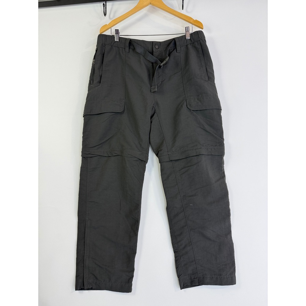 The North Face Convertible Cargo Pants Mens Large Short Gray Zip Off Hiking T325